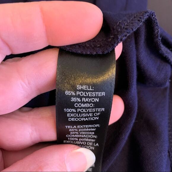 WHBM navy blue white embroidered peasant boho top size XXS - Picture 11 of 13